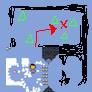 Poorly drawn map of the room, the switch location is marked with a red X.